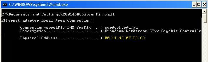 how to get mac address from ip address command line